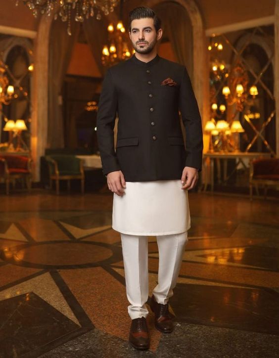 prince coat with shalwar kameez