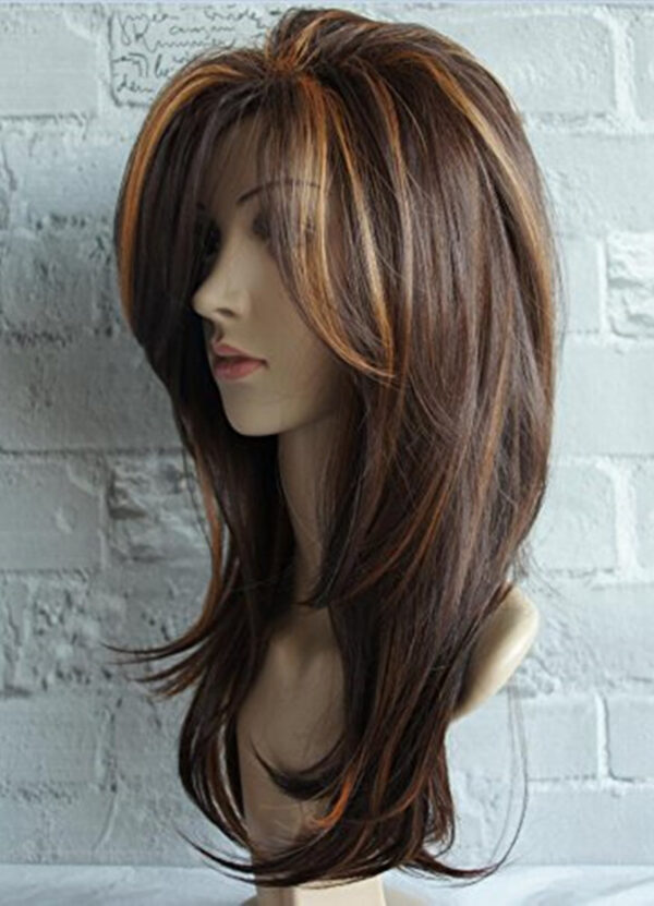 Women's Linen Mixed Brown Medium-length Straight Hair - Image 5