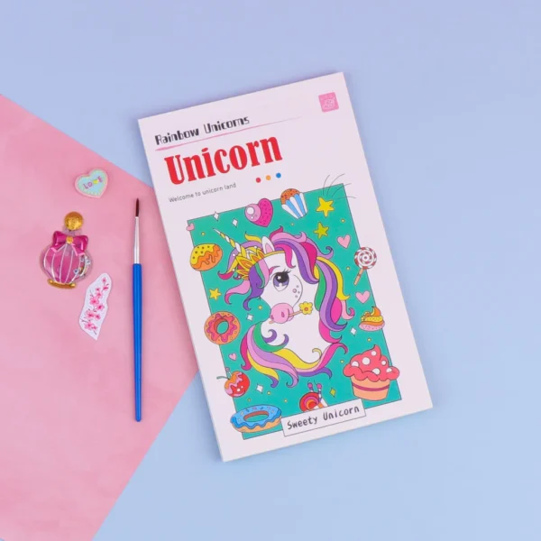 Unicorn Magic Color Book Painting Book 12 Pages With 1pcs Brush and Paint Kit on every page