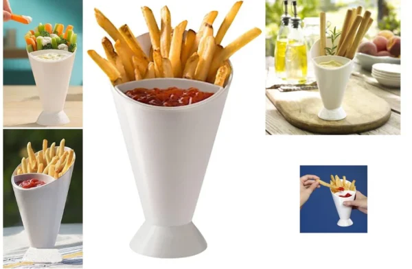 French Fries Cup potato Fries Holder with ketchup Holder for Sauce(random color ) - Image 4