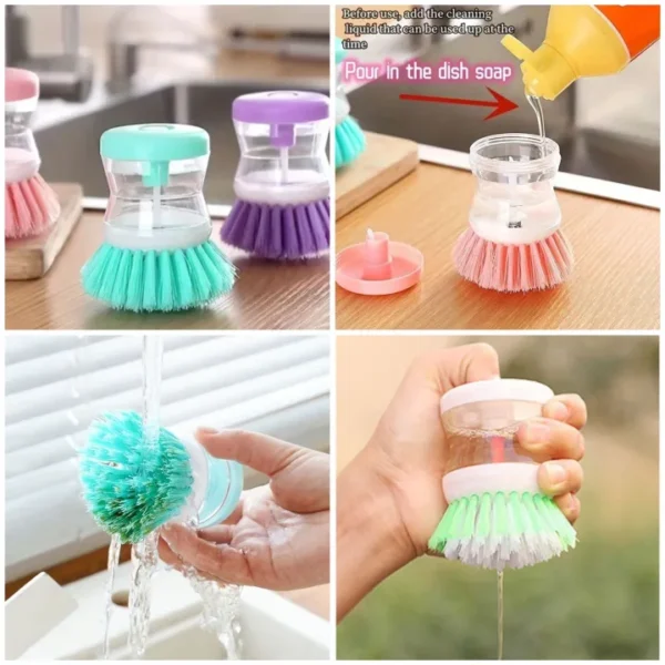 Mini Kitchen Liquid Dish Cleaning Brush | Scrubber Tool, Oil-Resistant, Scrubbing Sponge Remove Stains (Random color) - Image 4