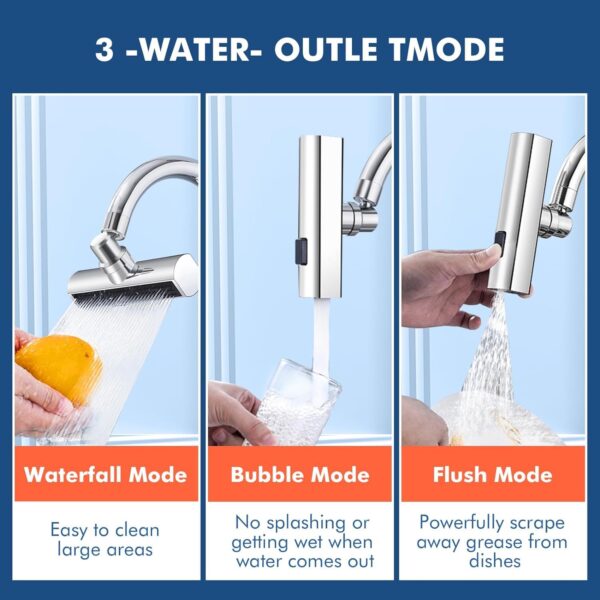 Multifunctional Kitchen Sink Waterfall Faucet Pressurized Bubbler Splash-proof 4 Modes Spout Bathroom Basin Tap Extender Adapter - Image 4