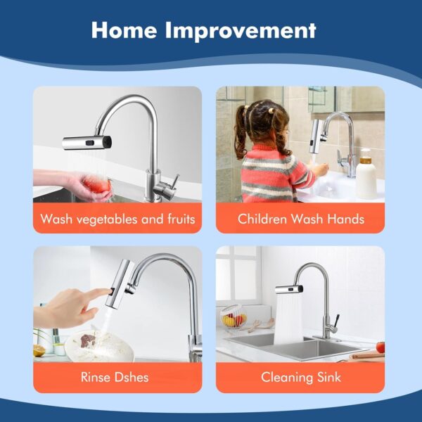 Multifunctional Kitchen Sink Waterfall Faucet Pressurized Bubbler Splash-proof 4 Modes Spout Bathroom Basin Tap Extender Adapter - Image 5