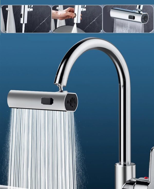 Multifunctional Kitchen Sink Waterfall Faucet Pressurized Bubbler Splash-proof 4 Modes Spout Bathroom Basin Tap Extender Adapter - Image 3