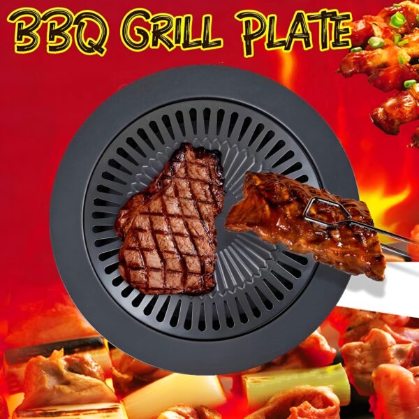 Non Stick Grill BBQ 32cm / BBQ Grill Frying Pan Non-Stick Korean Traditional Cast Iron Grill Pan - Image 3