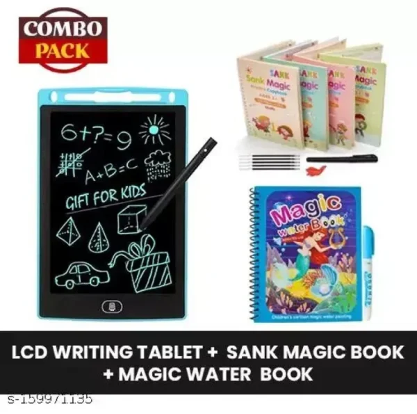 3-in-1 Kids Learning Package (Magic Book, Water Book, 8.5" Tablet)