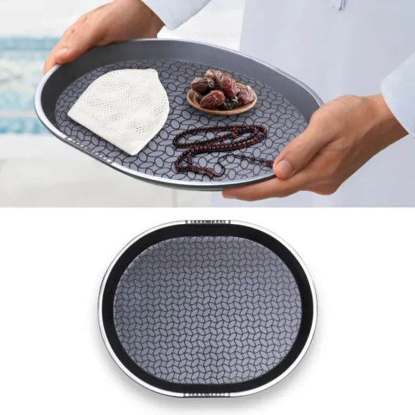 New Oval Stylish Tray In Black Color For Kitchen & Dining Decorative Tray  Umrah saughat tray, hajj saughat tray