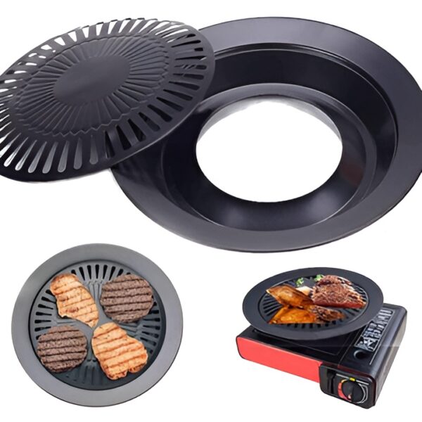 Non Stick Grill BBQ 32cm / BBQ Grill Frying Pan Non-Stick Korean Traditional Cast Iron Grill Pan - Image 2