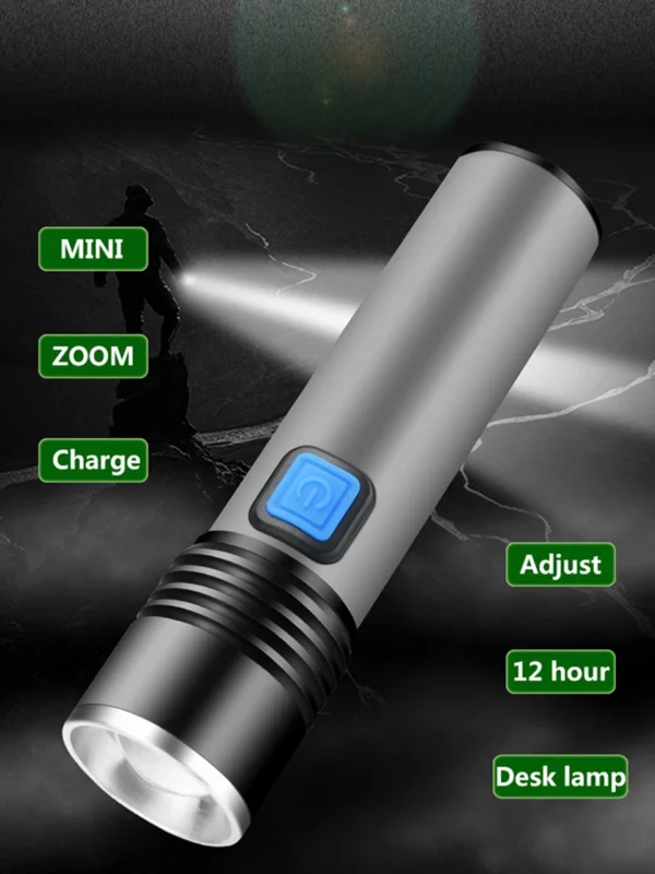 K31 USB Rechargeable LED Flash Light Flashlight - Image 7