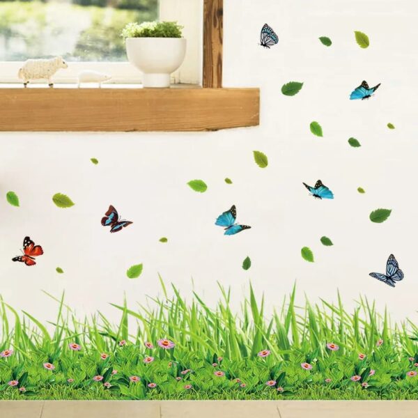 New 3D Fresh Green Plant Removable Green Grass PVC Wall Stickers Home Decor waterproof DIY Removable Art Vinyl (7 inch x  54 inch) - Image 2