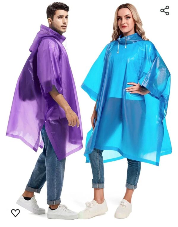 Rain Ponchos for Adults Reusable - Raincoats Survival Emergency Heavy Duty Rain Coat with Drawstring Hood (Random colors) - Image 2