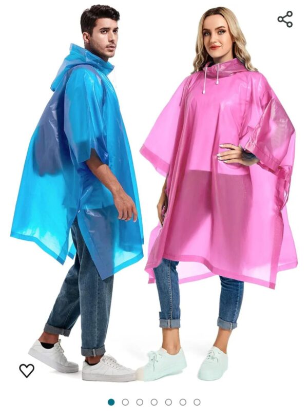 Rain Ponchos for Adults Reusable - Raincoats Survival Emergency Heavy Duty Rain Coat with Drawstring Hood (Random colors)