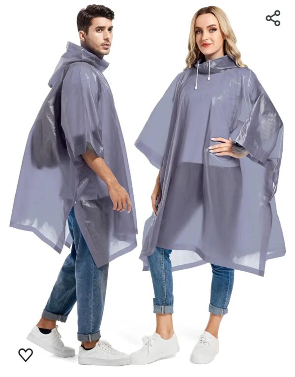 Rain Ponchos for Adults Reusable - Raincoats Survival Emergency Heavy Duty Rain Coat with Drawstring Hood (Random colors) - Image 4