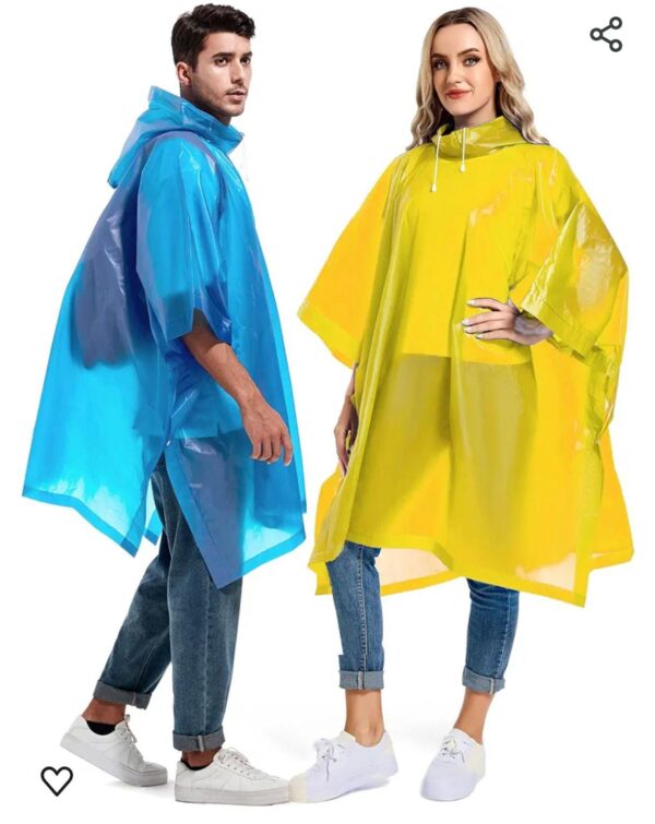 Rain Ponchos for Adults Reusable - Raincoats Survival Emergency Heavy Duty Rain Coat with Drawstring Hood (Random colors) - Image 3