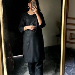 Black 2pc Suit Plain Shirt & Trouser-New Design New Trendy Party Wear for Girls/Women