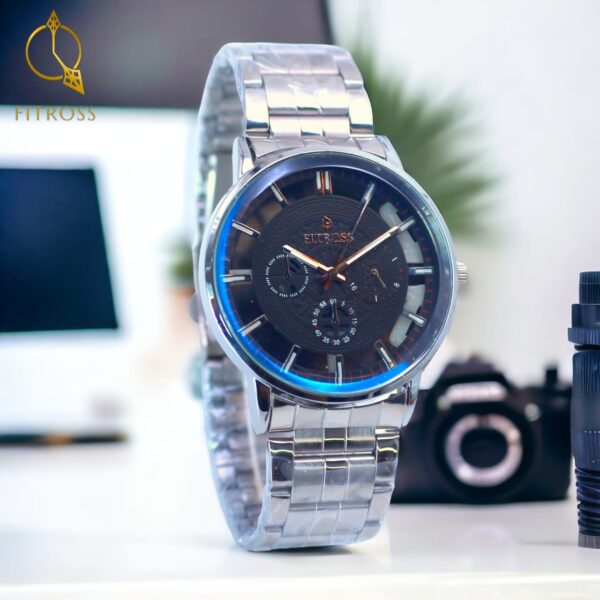 ( without box ) FITROS GENTS WATCH High Quality Stainless Steel Elegant Wristwatches - Image 2