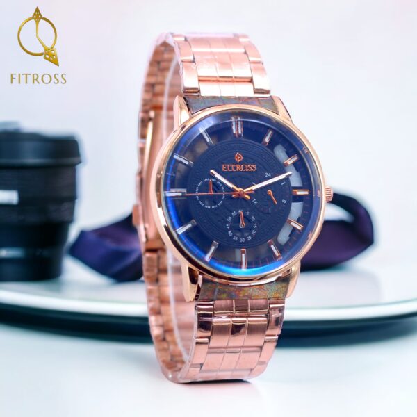 ( without box ) FITROS GENTS WATCH High Quality Stainless Steel Elegant Wristwatches - Image 4