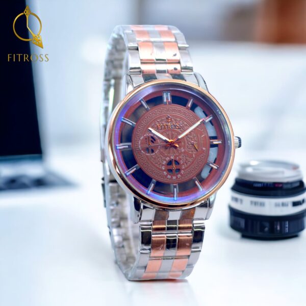 ( without box ) FITROS GENTS WATCH High Quality Stainless Steel Elegant Wristwatches - Image 3