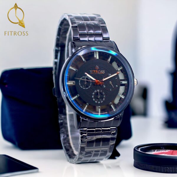 ( without box ) FITROS GENTS WATCH High Quality Stainless Steel Elegant Wristwatches