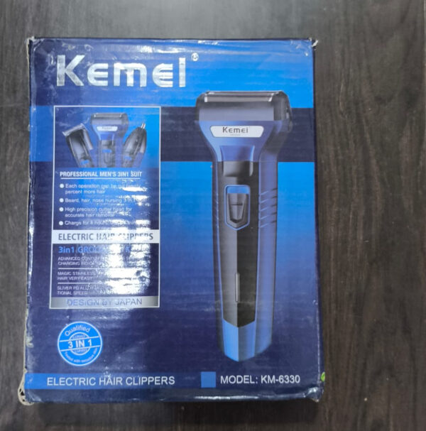 Kemei KM-6330 - 3 In 1 Professional Hair Trimmer Nose Beard Trimmer Safe | Rechargable Hair Remover‏ - Image 3