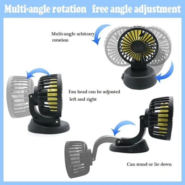 Portable Car Cooling Fan | Multi-Angle Rotatable with USB cable for Car Truck SUV RV 5V USB Powered - Image 3