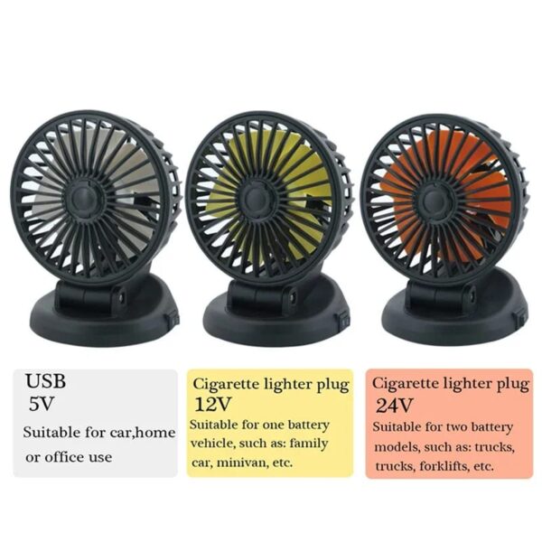 Portable Car Cooling Fan | Multi-Angle Rotatable with USB cable for Car Truck SUV RV 5V USB Powered - Image 2