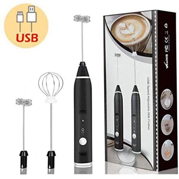 Handheld Electric Milk Frother Whisk Egg Beater USB Rechargeable Coffee Mixer   (random color) - Image 5