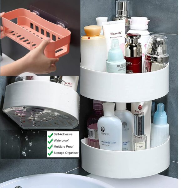 Deal of 2 Bathroom Shelf ,1 Pce Bathroom Shelf ,1 Pce Bathroom Corner Triangle Rack (random color)