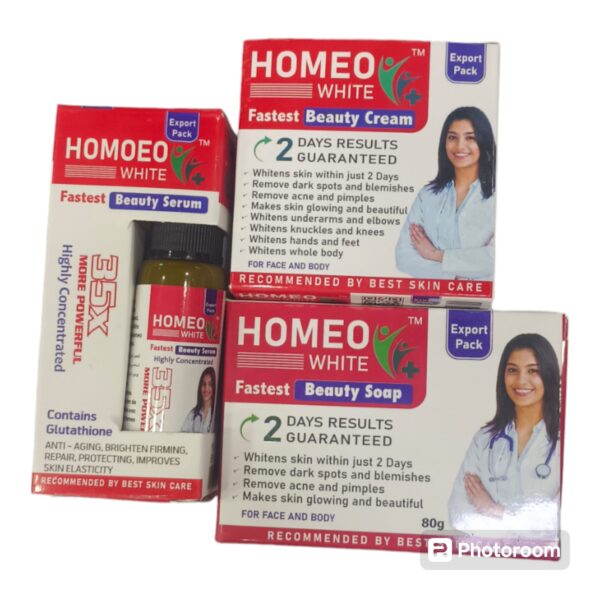 Homeo White Beauty Pack: Cream, Soap, and Serum for Radiant Skin - Image 3