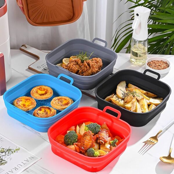 COLLAPSIBLE SILICONE AIR FRYER SQUARE FOR Baking Roasting COOKING (random color) - Image 4