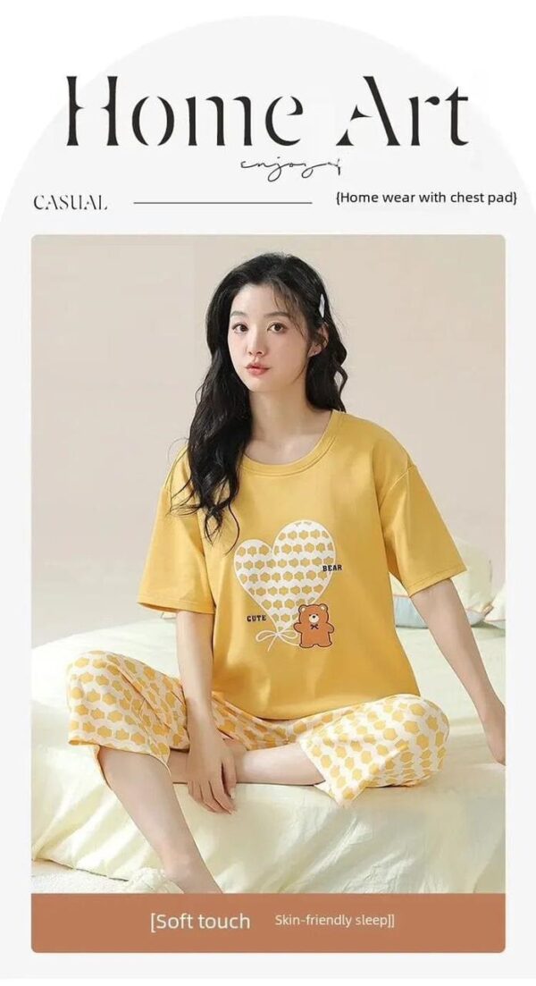 Yellow Cute bear Printed Trouser & T shirt | Track suit For Girls and Women