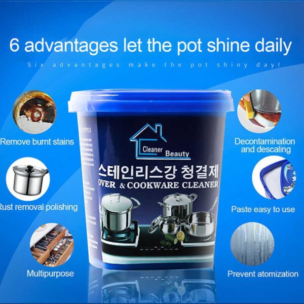 Stubborn Stains Cookware Cleaner | Kitchen Washing Pot Dish Bottom | Cookware Cleaning Paste - 409g - Image 3