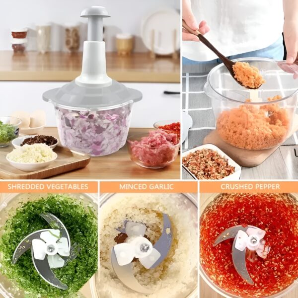 Kitchen Hand Manual Hand Push Vegetable Chopper & Mixer with handle | Comes in 0.7 L, 1.5 L & 2.0 L (Random color) - Image 6