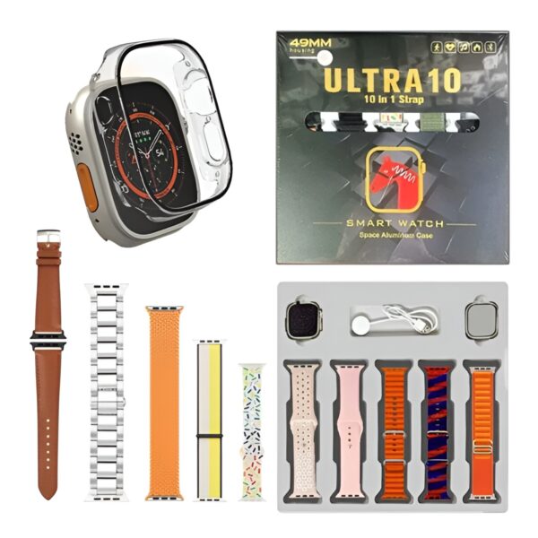 Ultra Smart Watch | 10 in 1 Straps  | Super HD Display | BT Calling | Wireless Charging (Multi Color Straps) - Image 3