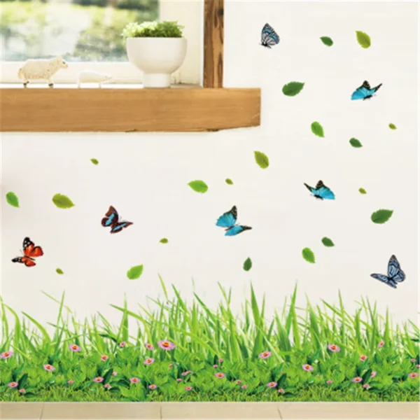 Green Grass Flower Wall Stickers - Waterproof, Self-Adhesive - Image 2