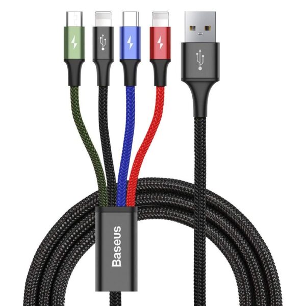 Baseus Fast 4-in-1 Cable For iP(2)+Type-C+Micro 3.5A 1.2m Black - Image 4