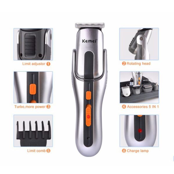 Kemei 680A Multifunction 5 In1 Electric Hair Clipper Body Trimmer Shaver Cordless Grooming Kit Razor Hair Cutting Machine Cutter - Image 3