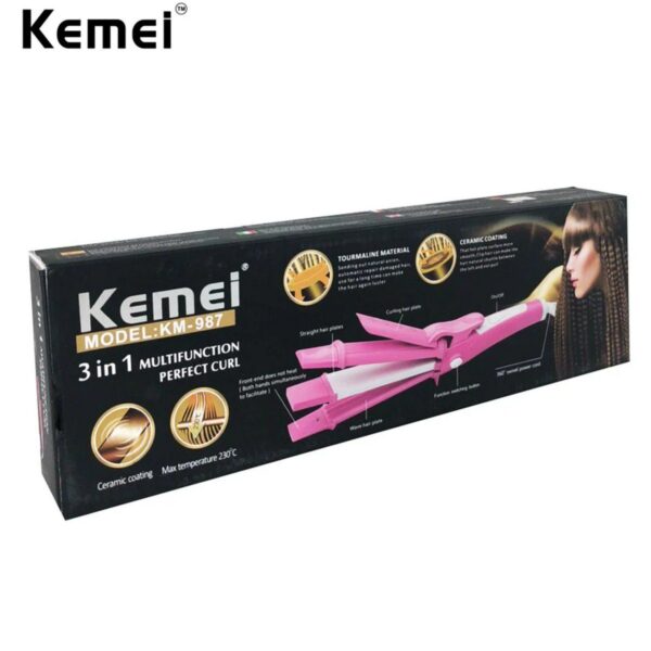 Kemei KM-987 3 In 1 Professional Hair Straightener Curler & Crimpe