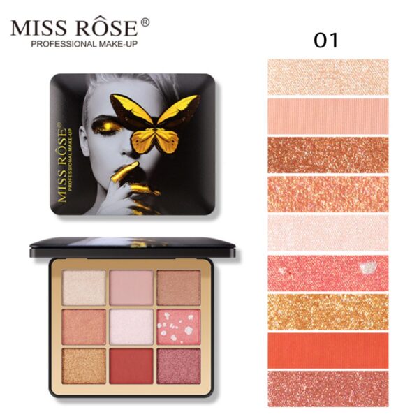 Miss Rose 9 Color Glitter Eyeshadow Palette - Image 2