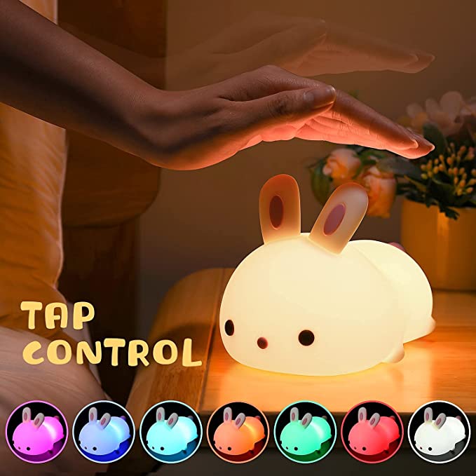 One Fire Night Light for Kids Bunny Lamp Cute Lamp 7 Colors Kids Night Light for Kids Room Cute Kawaii Room Decor Teen Girl Nursery Battery Toddler Baby Night Light Bunny Night Light Kawaii - Image 3