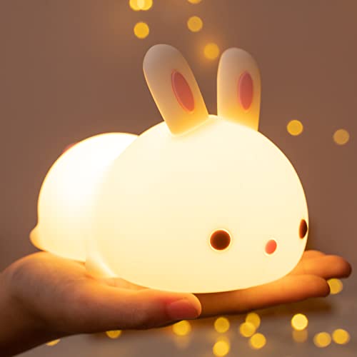 One Fire Night Light for Kids Bunny Lamp Cute Lamp 7 Colors Kids Night Light for Kids Room Cute Kawaii Room Decor Teen Girl Nursery Battery Toddler Baby Night Light Bunny Night Light Kawaii