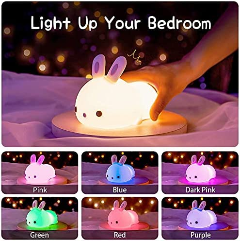 One Fire Night Light for Kids Bunny Lamp Cute Lamp 7 Colors Kids Night Light for Kids Room Cute Kawaii Room Decor Teen Girl Nursery Battery Toddler Baby Night Light Bunny Night Light Kawaii - Image 4