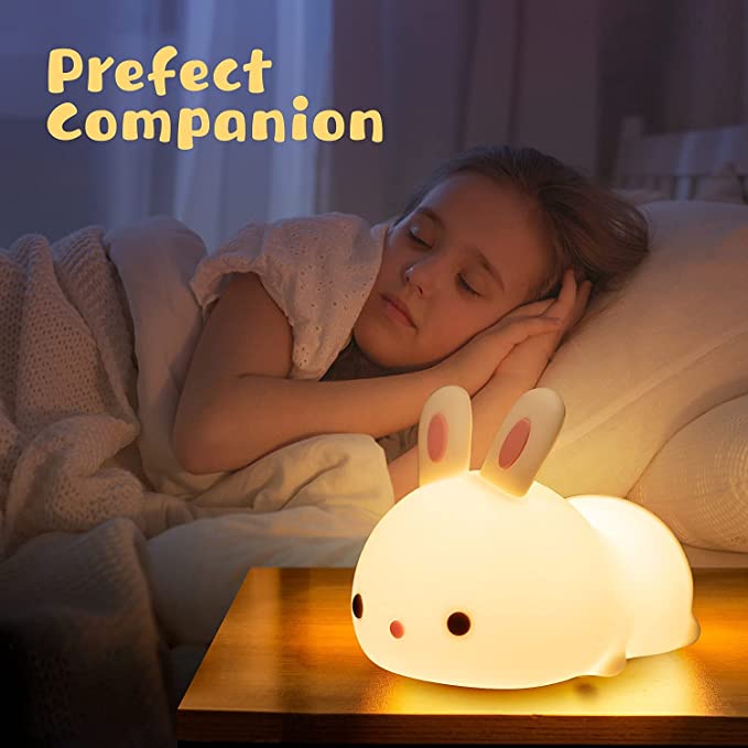 One Fire Night Light for Kids Bunny Lamp Cute Lamp 7 Colors Kids Night Light for Kids Room Cute Kawaii Room Decor Teen Girl Nursery Battery Toddler Baby Night Light Bunny Night Light Kawaii - Image 2