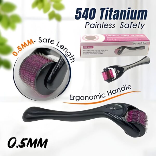 Skin Therapy Derma Roller with 540 Titanium Micro Needles for Men & Women