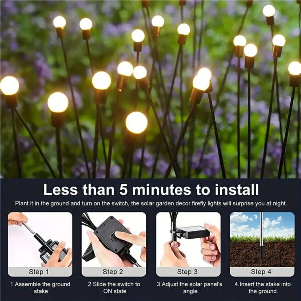 LED Solar Firefly Lights for Outdoor Garden (10) - Waterproof - Image 6