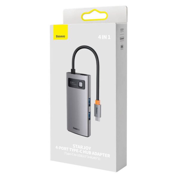 Baseus 4 IN 1 STAROY Type-C HUB USB 3.0*3 RJ45*1 (BS-OH067) (Space Gray)