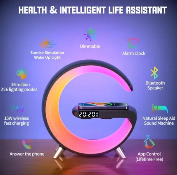 G63 Multi-Functional LED Clock Display Speaker with Wireless Charging - Image 4