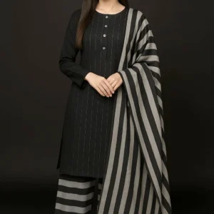 Pcs Women's Unstitched Printed Suit Black