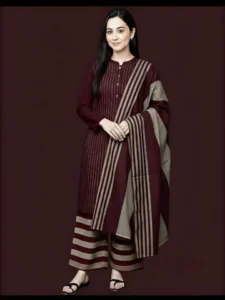 women Maroon Printed 3 pcs