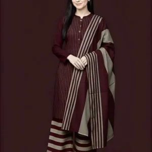 women Maroon Printed 3 pcs